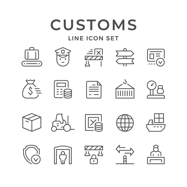 Establecer iconos de línea de aduanas — Vector de stock