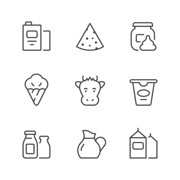 Set line icons of dairy products — Stock Vector