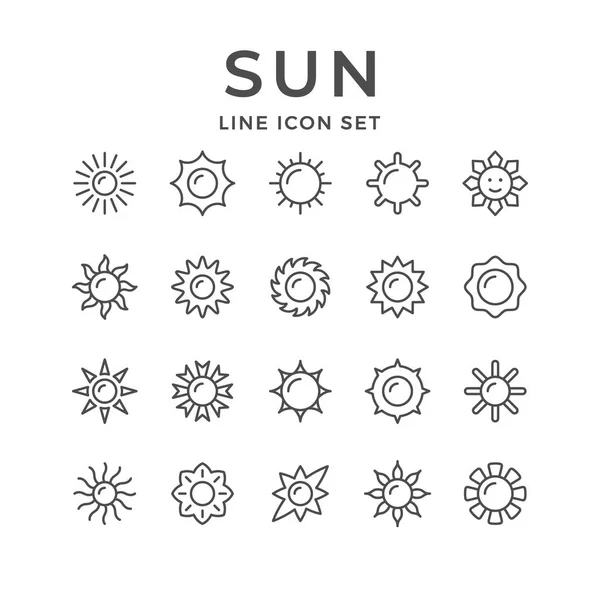 Установить линии иконки солнца — стоковый вектор