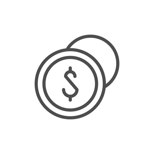 Dollar coin ligne icône et concept d'argent — Image vectorielle