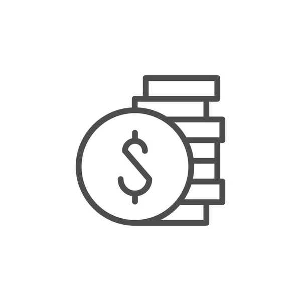 Dollar coin ligne icône et concept d'argent — Image vectorielle