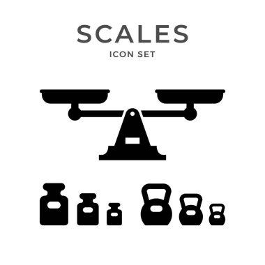 Set icons of scales and weights clipart