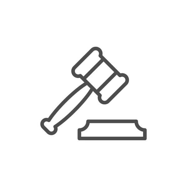 Judge gavel or auction hammer line outline icon — Stock Vector