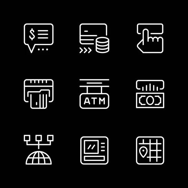 Set line icons of ATM — Stock Vector