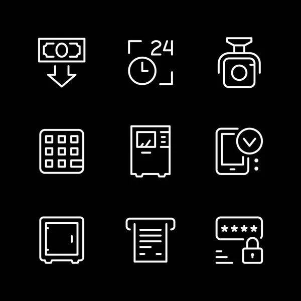 Set line icons of ATM — Stock Vector