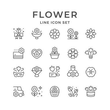 Set line icons of flower clipart