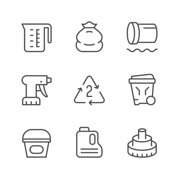 Set line icons of polyethylene or polythene — Stock Vector