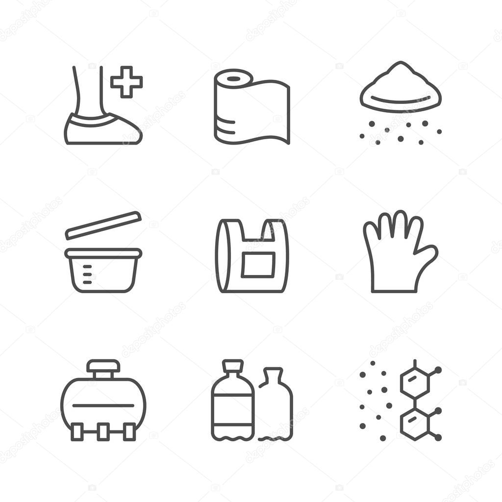 Set line icons of polyethylene or polythene