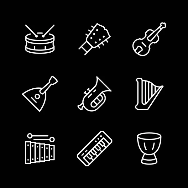 Establecer iconos de línea de instrumentos de música — Vector de stock