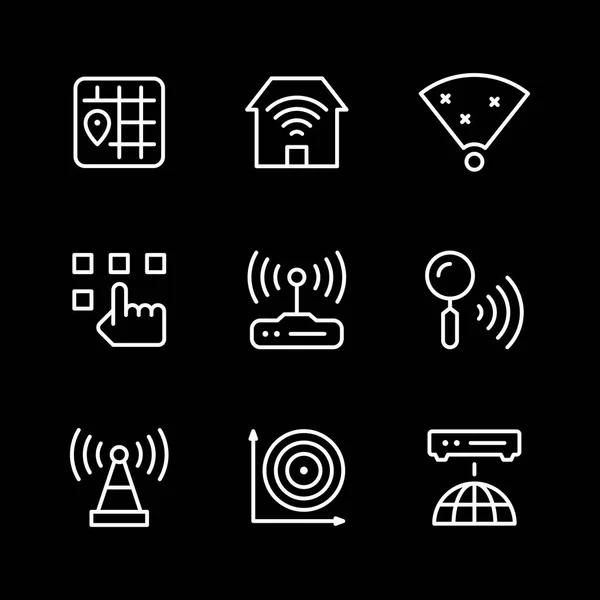 Establecer iconos de línea de Wi-Fi — Archivo Imágenes Vectoriales