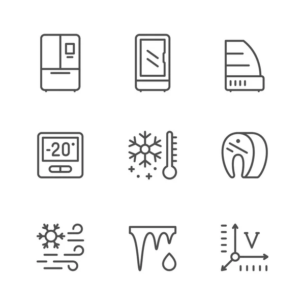 Establecer iconos de línea de nevera — Vector de stock