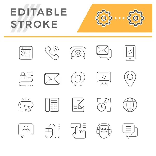 Definir ícones de linha de curso editável de entre em contato conosco —  Vetores de Stock