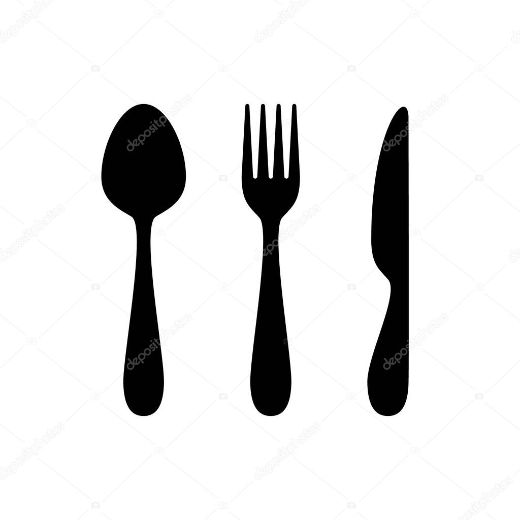Set of cutlery with spoon, fork, knife