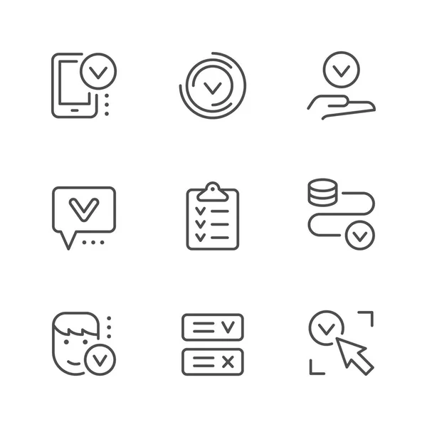 Set line icons of approval — Stock Vector