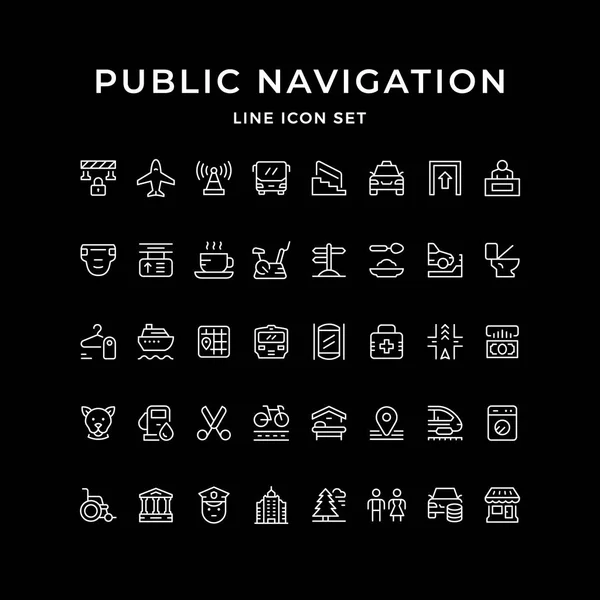 Impostare icone linea di navigazione pubblica — Vettoriale Stock