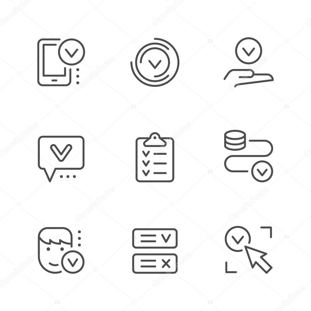 Set line icons of approval