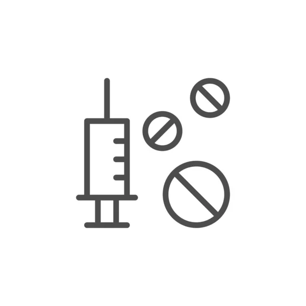 药物线轮廓、图标及药物概念 — 图库矢量图片