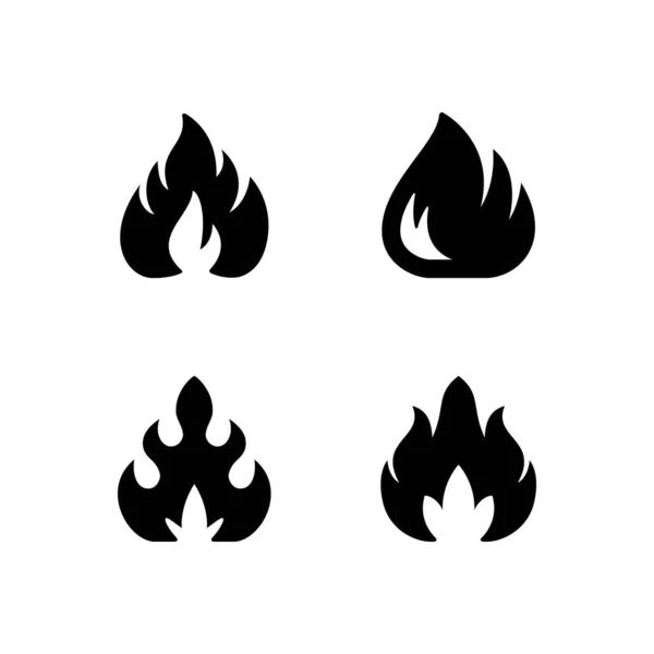 Glyphen-Ikonen von Feuer oder Flamme setzen — Stockvektor