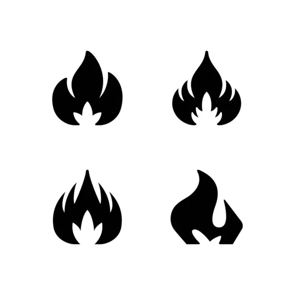Sätt glyf ikoner av eld eller lågor — Stock vektor