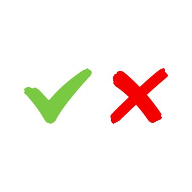 Check mark icon and cross sign clipart