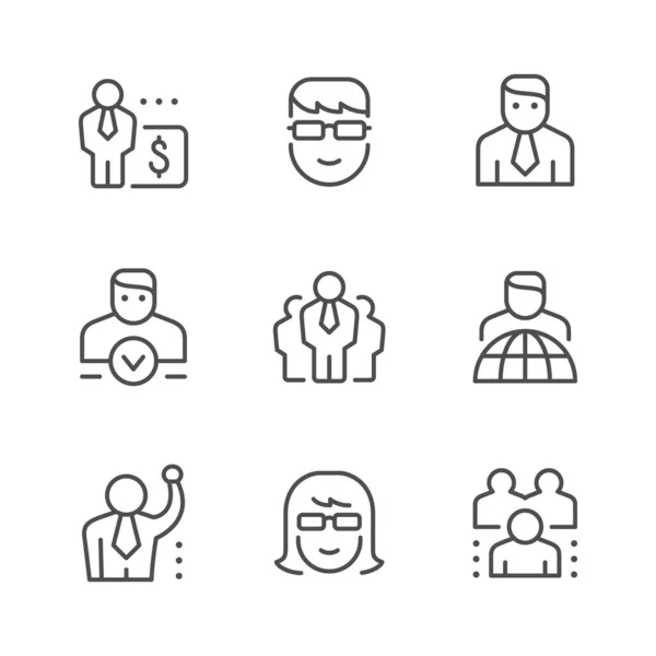 Stel lijn pictogrammen van zakenmensen — Stockvector