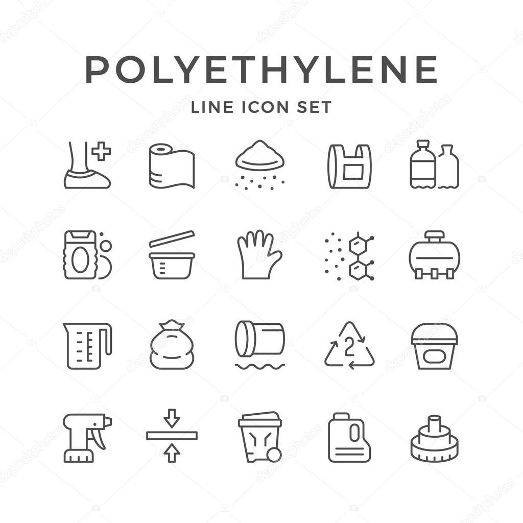 Set line icons of polyethylene or polythene