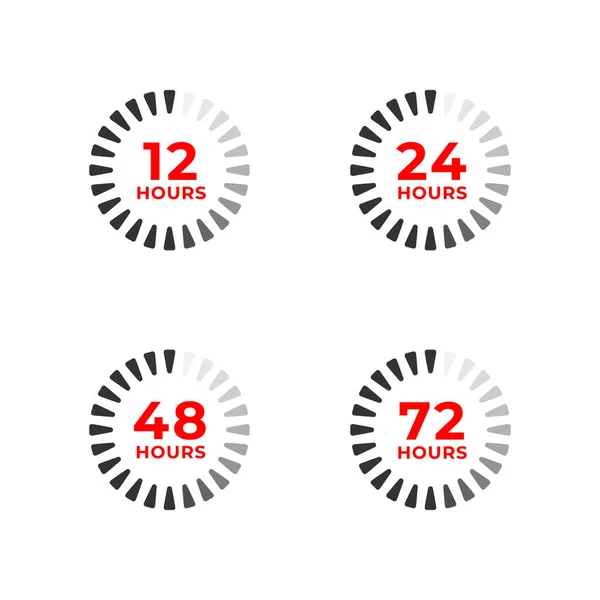 Ange färg ikoner av 12, 24, 48, 72 timmar — Stock vektor
