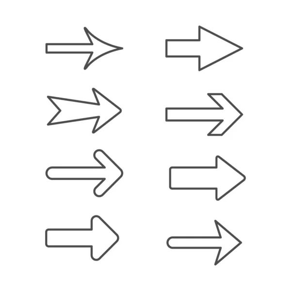 Ange linje kontur ikoner av pil — Stock vektor