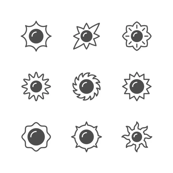 Set glyph icons of sun — Stock Vector