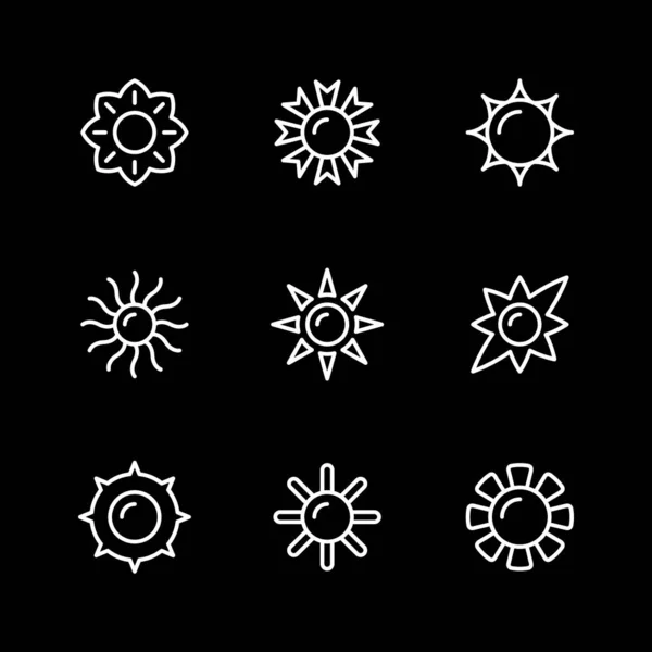 Set line icons of sun — Stock Vector