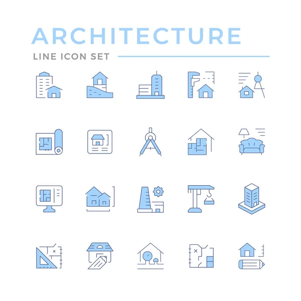 Set color line icons of architecture — Stock Vector