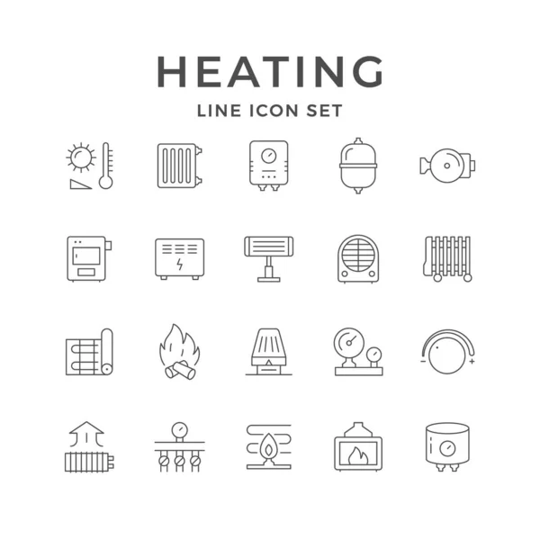 Set line icons of heating — Stock Vector