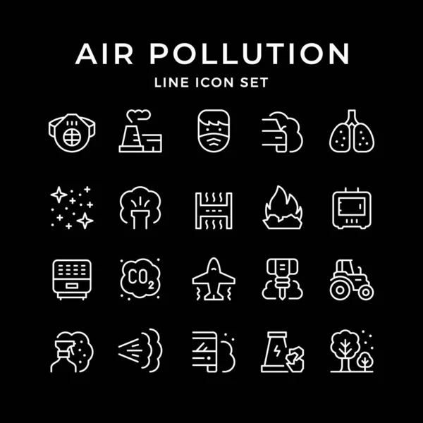 Set line icons of air pollution — Stock Vector