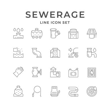 Set line icons of sewerage clipart