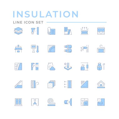 Set color line icons of insulation clipart