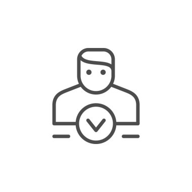 Çizgi ana hatlarını onaylayan kişi simgesi