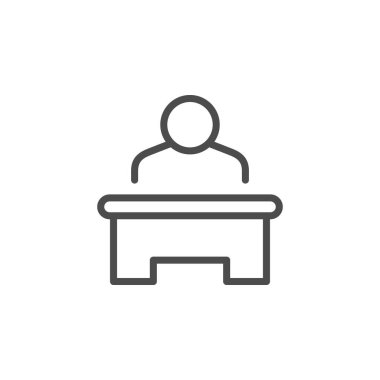 Masa başı çizgisi ana simgesindeki ofis çalışanı