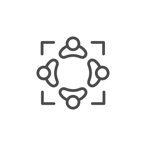 Icono de esquema de línea de trabajo en equipo y colaboración — Vector de stock