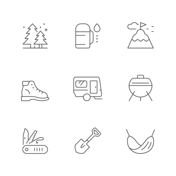 Set lijn pictogrammen van de camping — Stockvector