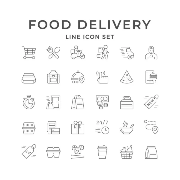 Набор иконок доставки продуктов питания — стоковый вектор