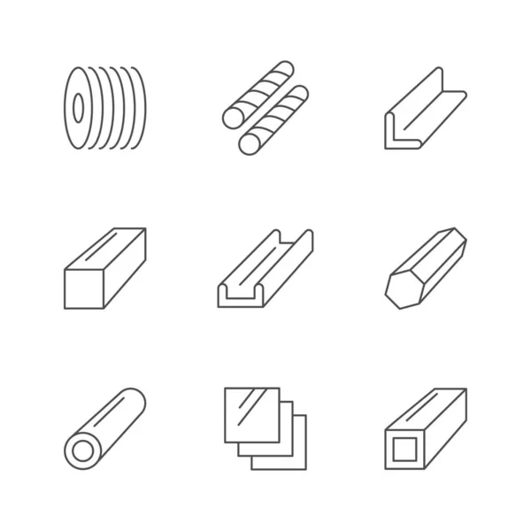 Establecer iconos de línea de productos metálicos — Archivo Imágenes Vectoriales