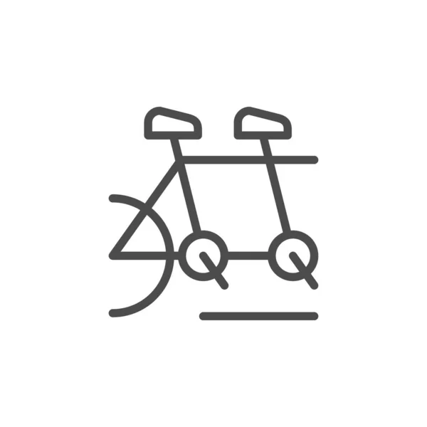 Tandemcykel skylt linje kontur ikon — Stock vektor