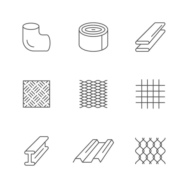 Set line icons of metal products — Stock Vector