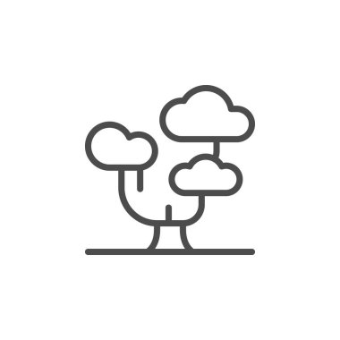 Ağaç hattı ana hatları simgesi ve bitki işareti