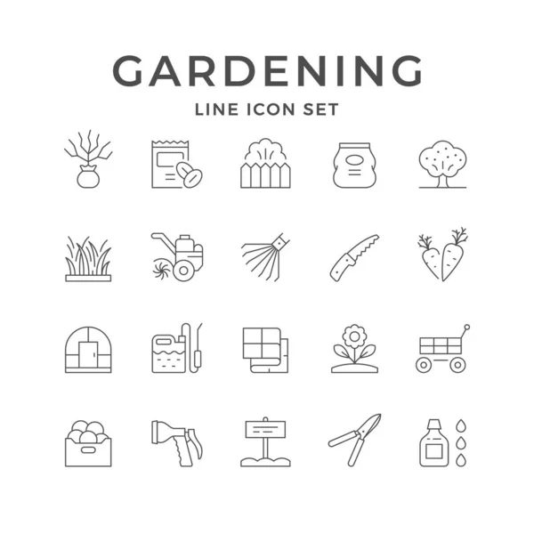 Ställ linje ikoner för trädgårdsskötsel — Stock vektor