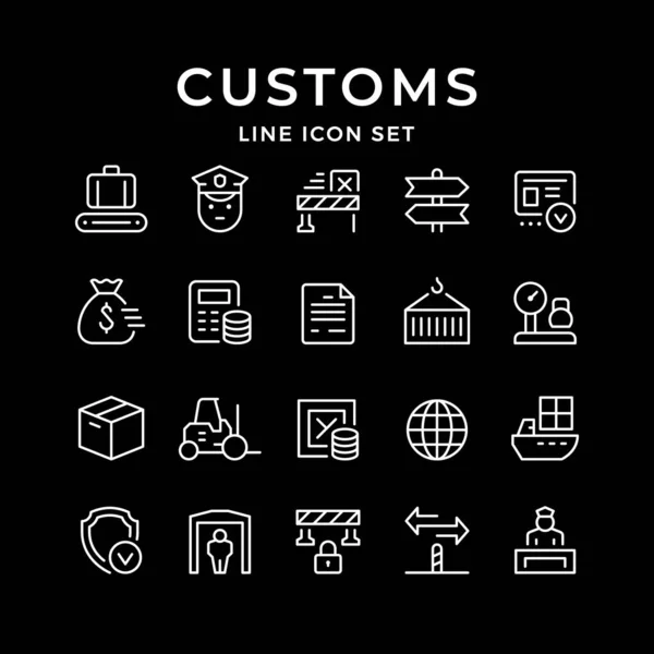 Establecer iconos de línea de aduanas — Vector de stock