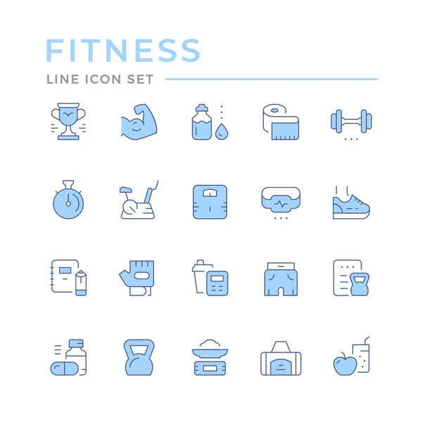 Establecer iconos de línea de color de fitness — Vector de stock