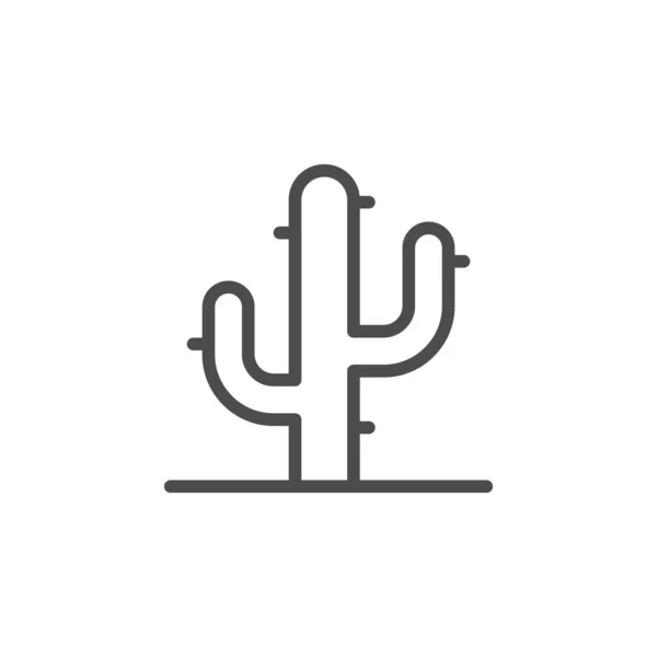 Cactus línea contorno icono y signo de la planta — Vector de stock