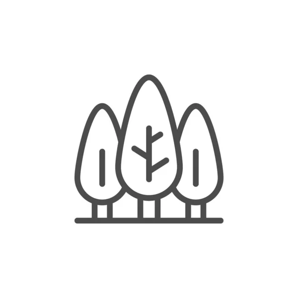 Bosque línea contorno icono y símbolo de madera — Vector de stock
