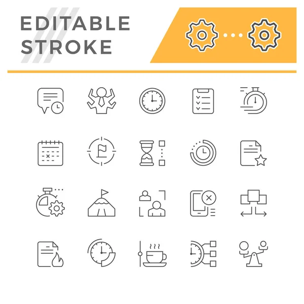 Zeilensymbole für Zeitmanagement setzen — Stockvektor